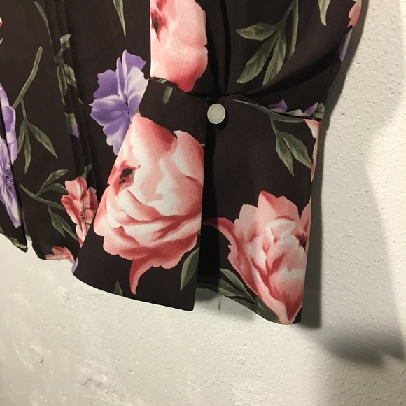 JONES NEW YORK Silk Button Up Floral Sheer Blouse M - Picture 6 of 9